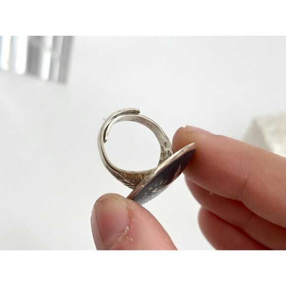 Siam Thai Made Nielloware Mekkala Goddess 925 Sterling Silver Vintage Ring sz 5 - Picture 13 of 16
